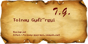Tolnay Györgyi névjegykártya