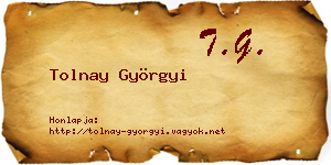 Tolnay Györgyi névjegykártya